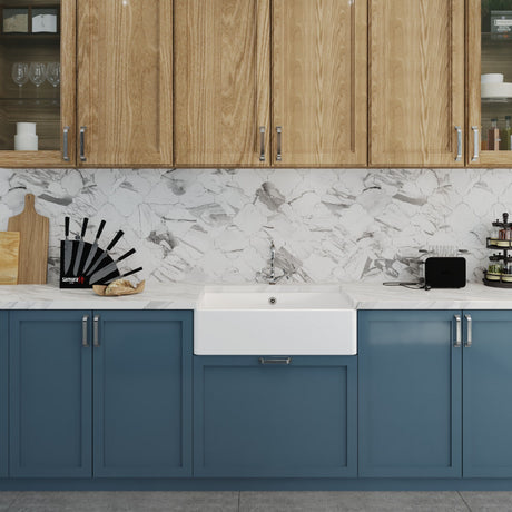 [BKS207WT4] Single Bowl Fireclay Butler Kitchen Sink Bundle inc French Classic Tap & Overflow - Lifestyle 1