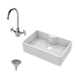[BKS208WT2] Single Bowl Fireclay Ceramic Butler Kitchen Sink Bundle with Mono Mixer Tap, Tap Ledge & Waste - Cutout