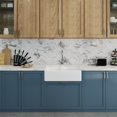 [BKS208WT2] Single Bowl Fireclay Ceramic Butler Kitchen Sink Bundle with Mono Mixer Tap, Tap Ledge & Waste - Lifestyle 1