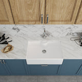 Single Bowl Fireclay Ceramic Butler Kitchen Sink Bundle with Mono Mixer Tap, Tap Ledge & Waste