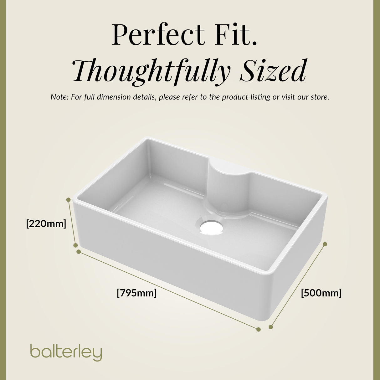Single Bowl Fireclay Ceramic Butler Kitchen Sink Bundle with a Classic Tap, Tap Ledge & Waste