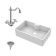 [BKS208WT4] Single Bowl Fireclay Ceramic Butler Kitchen Sink Bundle with a Classic Tap, Tap Ledge & Waste - Cutout