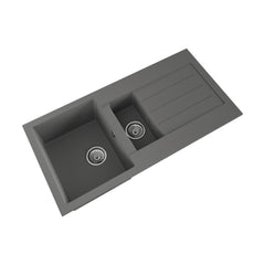 [BKS21050SH] 100cm Composite Inset Kitchen Sink with Overflow & Drainer - Available in Multiple Colours - Cutout