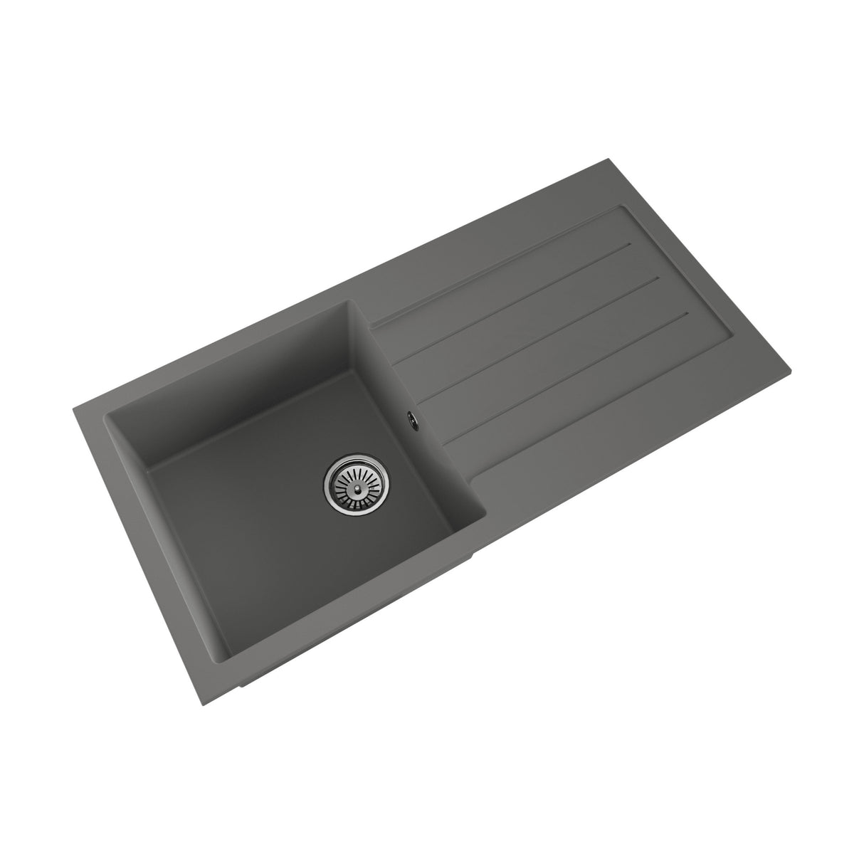[BKS21050S] 100cm Composite Inset Kitchen Sink with Overflow & Drainer - Available in Multiple Colours - Cutout