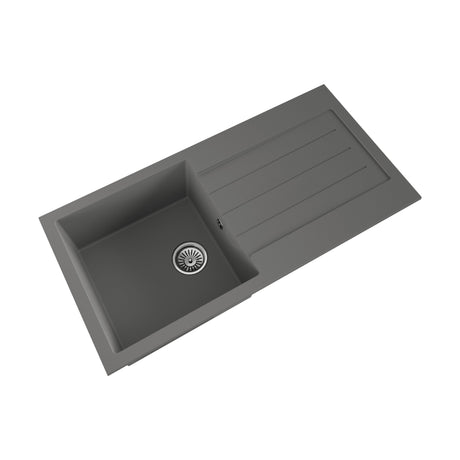 [BKS21050S] 100cm Composite Inset Kitchen Sink with Overflow & Drainer - Available in Multiple Colours - Cutout