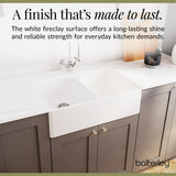 Double Bowl Fireclay Ceramic Full Weir Butler Kitchen Sink Bundle with Mono Mixer Tap & Waste