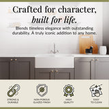 Double Bowl Fireclay Ceramic Full Weir Butler Kitchen Sink Bundle with Classic Tap & Waste