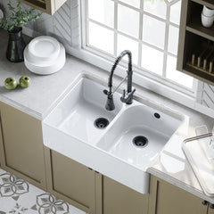 [BKS211] Double Bowl Butler Sink with Overflow - Choice of Tap and Waste - 795mm - Lifestyle 2