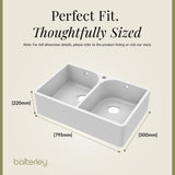 Double Bowl Fireclay Ceramic Butler Kitchen Sink Bundle with Tap Hole, Weir & Wastes