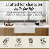Double Bowl Fireclay Ceramic Butler Kitchen Sink Bundle with Tap Hole, Weir & Wastes