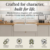 Double Bowl Fireclay Ceramic Stepped Weir Butler Kitchen Sink Bundle with Mono Mixer Tap & Waste