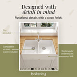 Double Bowl Fireclay Ceramic Butler Kitchen Sink Bundle with Stepped Weir, Classic Tap & Waste