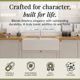 Double Bowl Fireclay Ceramic Butler Kitchen Sink Bundle with Stepped Weir, Classic Tap & Waste