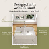 Double Bowl Fireclay Ceramic Butler Kitchen Sink Bundle with Stepped Weir, Mixer Tap & Wastes