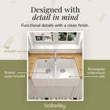 Double Bowl Fireclay Ceramic Butler Kitchen Sink Bundle with Stepped Weir, Classic Tap & Wastes
