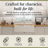 Double Bowl Fireclay Ceramic Butler Kitchen Sink Bundle with Stepped Weir, Classic Tap & Wastes