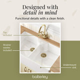 Fireclay Kitchen Bundle - Double Bowl Butler Sink, 2 x Wastes & Mono Crosshead Tap, 895mm - Brushed Brass