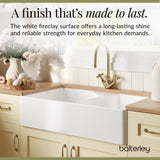 Fireclay Kitchen Bundle - Double Bowl Butler Sink, 2 x Wastes & Mono Crosshead Tap, 895mm - Brushed Brass