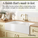 Fireclay Kitchen Bundle - Double Bowl Butler Sink, 2 x Wastes & French Classic Tap, 895mm - Brushed Brass