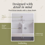 Double Bowl Fireclay Ceramic Butler Kitchen Sink Bundle with Stepped Weir, Classic Tap & Wastes