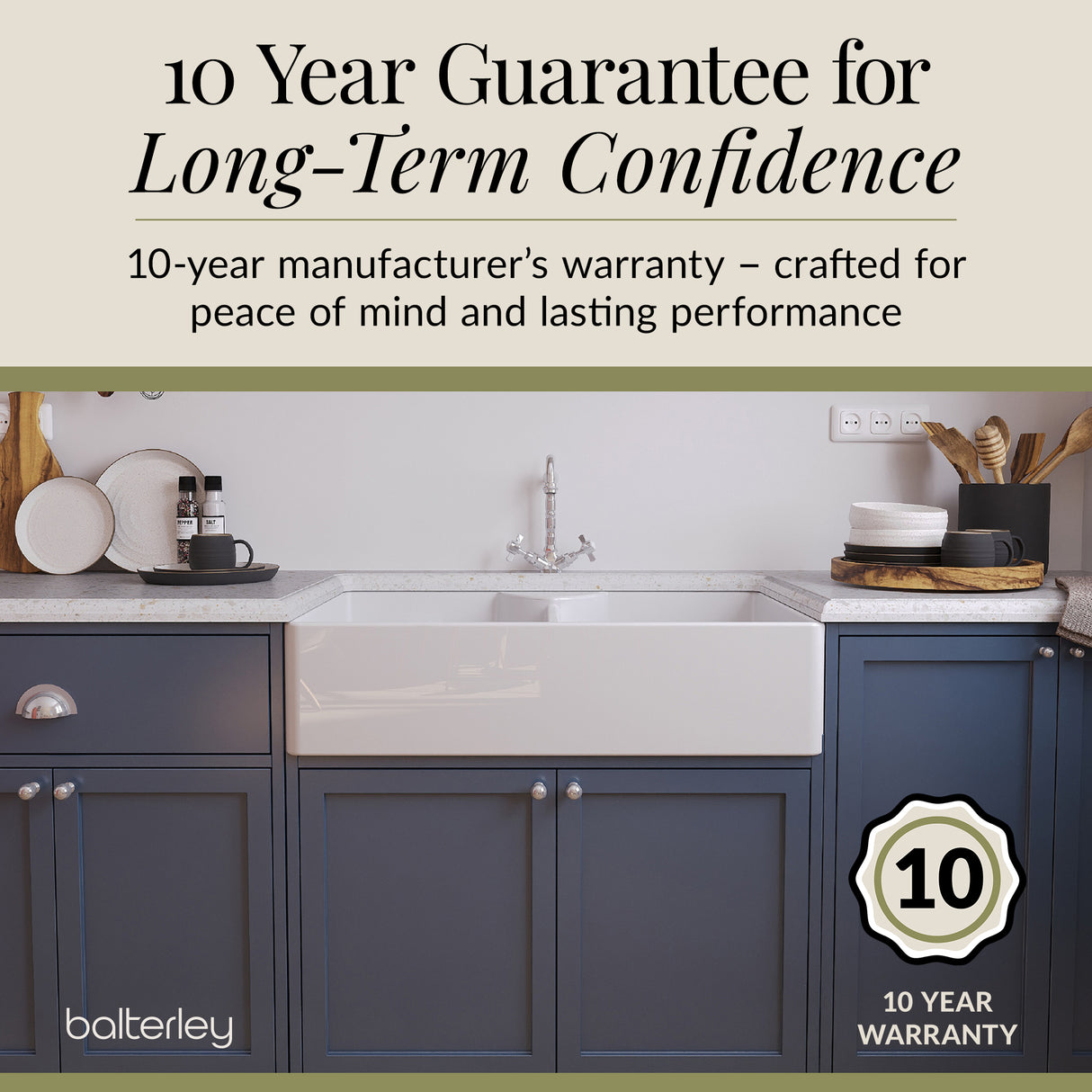 Double Bowl Fireclay Ceramic Butler Kitchen Sink Bundle with Stepped Weir, Classic Tap & Wastes