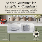 Fireclay Kitchen Bundle - Double Bowl Butler Sink, 2 x Wastes & Bridge Lever Tap, 895mm - Chrome