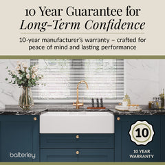 Traditional Double Bowl Fireclay Ceramic Butler Kitchen Sink with Stepped Weir & Tap Ledge and Chrome Basket Strainer Wastes - 895mm