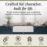 Double Bowl Fireclay Ceramic Butler Kitchen Sink with Stepped Weir, Tap Ledge & Wastes