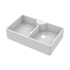[BKS216] Double Bowl Fireclay Ceramic Stepped Weir Butler Kitchen Sink - Multiple Styles Available - Cutout