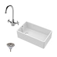 [BKS220WT2] Fireclay Belfast Kitchen Sink Bundle with Overflow, Mono Sink Mixer Tap & Waste - Cutout