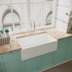 [BKS220WT2] Fireclay Belfast Kitchen Sink Bundle with Overflow, Mono Sink Mixer Tap & Waste - Lifestyle 3
