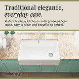 Belfast Fireclay Ceramic Kitchen Sink Bundle with Overflow, French Classic Tap & Waste