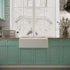 [BKS220WT4] Traditional Fireclay Ceramic Kitchen Belfast Sink Bundle with Overflow, French Classic Tap & Waste - 795mm - Lifestyle 1