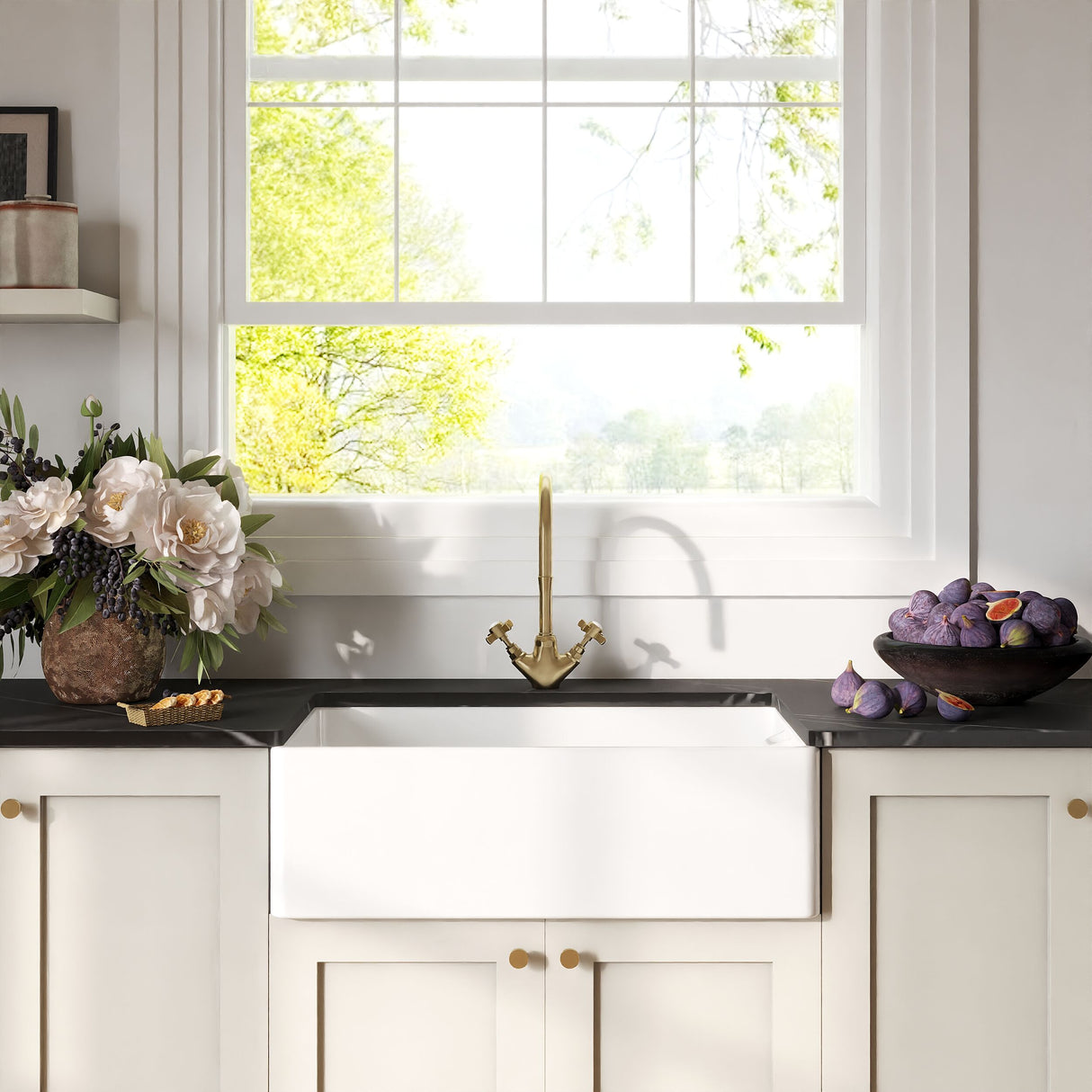 [BKS220] Single Bowl Fireclay Ceramic Belfast Kitchen Sink - Multiple Sizes Available - Lifestyle 1