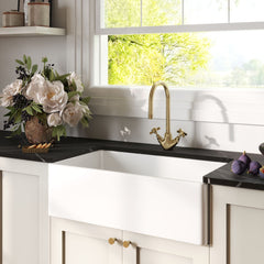 [BKS220] Single Bowl Fireclay Ceramic Belfast Kitchen Sink - Multiple Sizes Available - Lifestyle 3