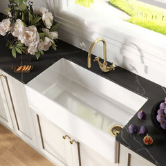 [BKS221] Single Bowl Fireclay Ceramic Belfast Kitchen Sink - Multiple Sizes Available - Lifestyle 2