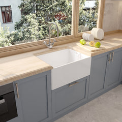 [BKS222WT2] Traditional Single Bowl Fireclay Ceramic Belfast Sink with Mono Kitchen Sink Mixer Tap - Lifestyle 3