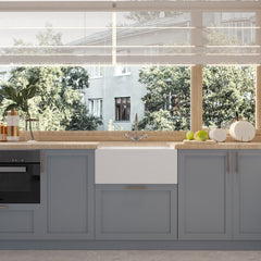 [BKS222WT4] Traditional Single Bowl Fireclay Ceramic  Belfast Kitchen Sink & French Classic Mono Sink Mixer Tap - Lifestyle 1