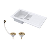 101cm 1.5 Bowl Fireclay Inset Kitchen Sink with Waste - 1010 x 525 x 235mm - Choice of Waste Finish