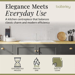 [BKS230WT4] 1.5 Bowl Fireclay Ceramic Inset Kitchen Sink Bundle with Classic Tap & Wastes - Lifestyle 1