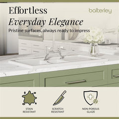 [BKS230WT5] Traditional Fireclay Kitchen Bundle: 1.5 Bowl Sink & Drainer, Waste & Bridge Lever Tap, 1010mm - Chrome - Lifestyle 3