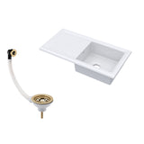 101cm 1 Bowl Fireclay Inset Kitchen Sink with Waste - 1010 x 525 x 235mm - Choice of Waste Finish