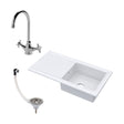 [BKS231WT2] Single Bowl Fireclay Inset Kitchen Sink & Drainer, Mixer Tap & Wastes, 1010mm - Cutout