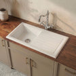 [BKS231WT4] Single Bowl Fireclay Inset Kitchen Sink & Drainer, Classic Tap & Wastes, 1010mm - Silo
