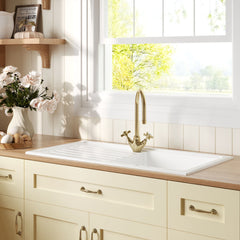 [BKS231] 101cm Inset Counter Top Fireclay Ceramic Kitchen Sink - Multiple Options Available - Lifestyle 3