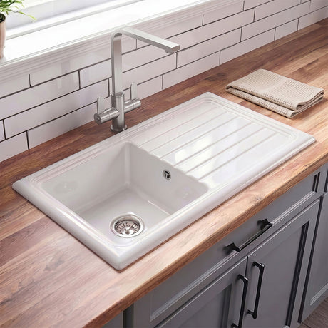 [BKS231] 101cm Inset Counter Top Fireclay Ceramic Kitchen Sink - Multiple Options Available - Silo
