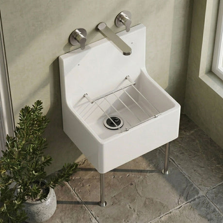 [BKS232WL] Single Bowl  Fireclay Ceramic Cleaner Sink w.Grid - Multiple Sizes and Accessories - Silo