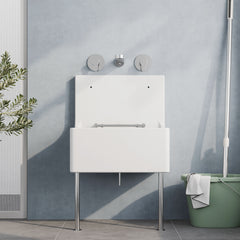 [BKS232W] Single Bowl Fireclay Cleaner Sink with Grid - 515mm x 535mm x 393mm & Compatible Waste - Chrome - Balterley - Lifestyle 1