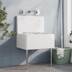 [BKS232W] Single Bowl Fireclay Cleaner Sink with Grid - 515mm x 535mm x 393mm & Compatible Waste - Chrome - Balterley - Lifestyle 3