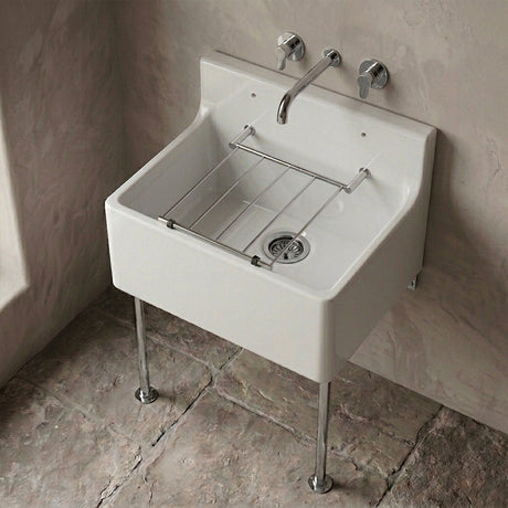 [BKS232] Single Bowl  Fireclay Ceramic Cleaner Sink w.Grid - Multiple Sizes and Accessories - Silo